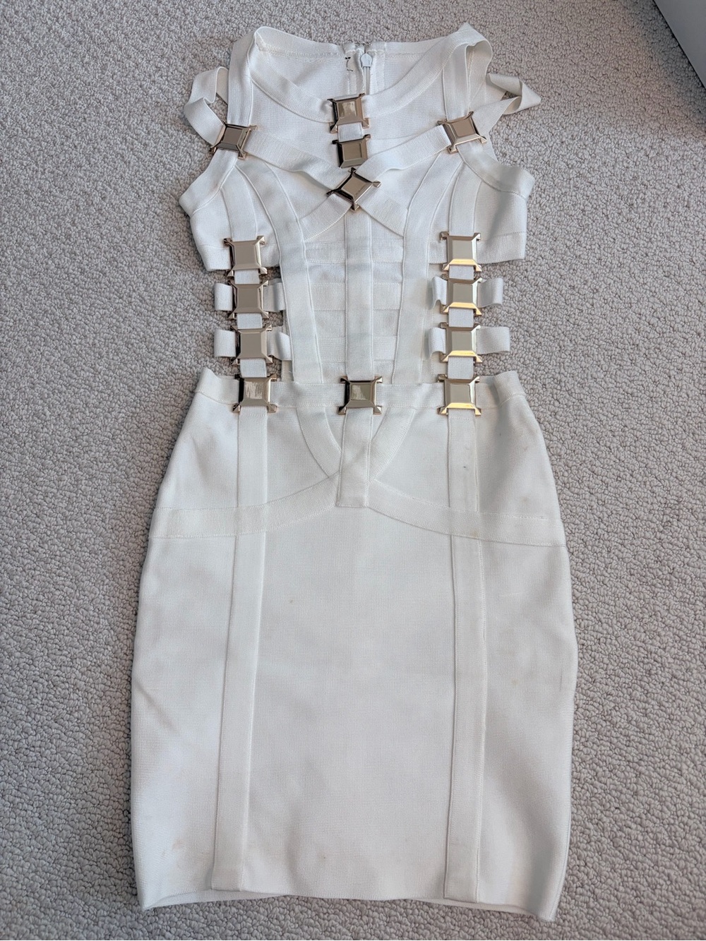 Rare House of CB White Cage Buckle Bandage Dress XS